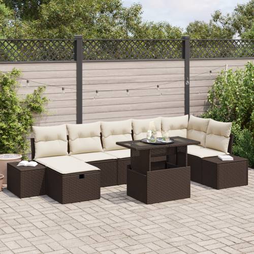set od 8 dijelova vrtnih sofa s jastučićima smeđi poli ratan Cijena