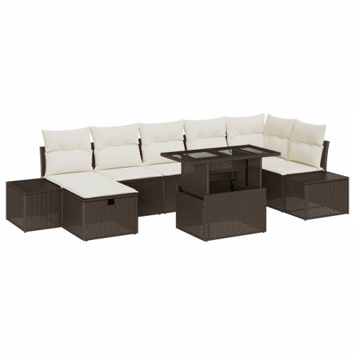 set od 8 dijelova vrtnih sofa s jastučićima smeđi poli ratan Cijena