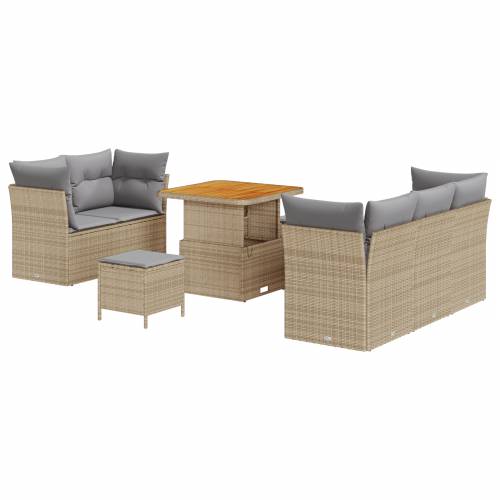 8-dijelni vrtni sofa set s jastucima bež poli ratan akacija Cijena