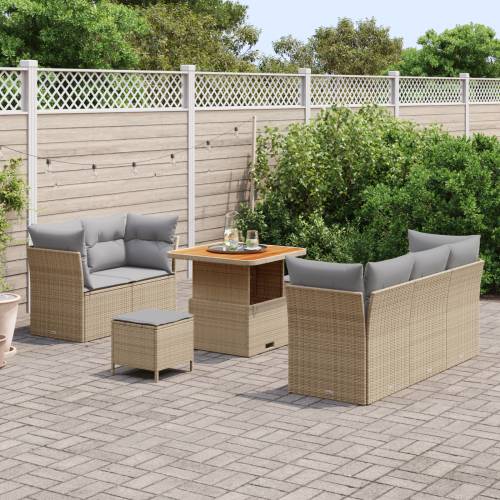 8-dijelni vrtni sofa set s jastucima bež poli ratan akacija Cijena