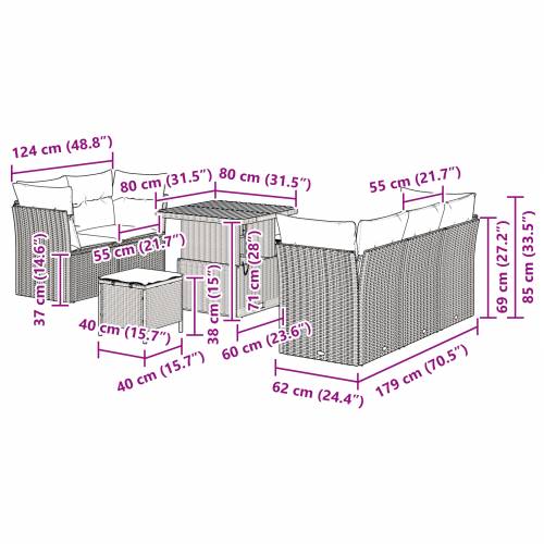 8-dijelni vrtni sofa set s jastucima bež poli ratan akacija Cijena