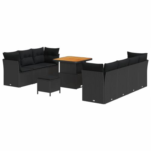 10 kom set vrtnih sofa s jastučićima Crna Poli Ratan Akacija Cijena