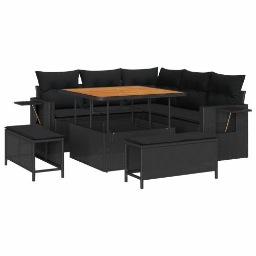 Vrtna garnitura - 8-dijelni set vrtnih sofa s jastučićima crni poli ratan akacija Cijena