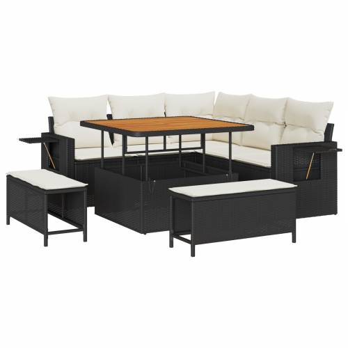 8 komada vrtni sofa set s jastučićima crni poli ratan akacija Cijena
