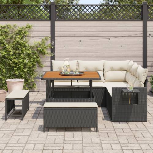8 komada vrtni sofa set s jastučićima crni poli ratan akacija Cijena