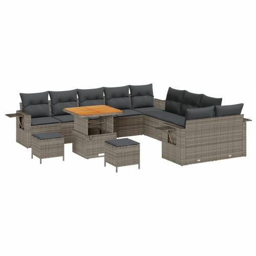 set od 13 komada vrtnih sofa s jastučićima siva poli ratan akacija Cijena