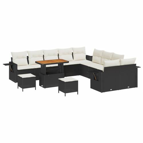 set od 13 vrtnih sofa s jastučićima crni poli ratan akacija Cijena