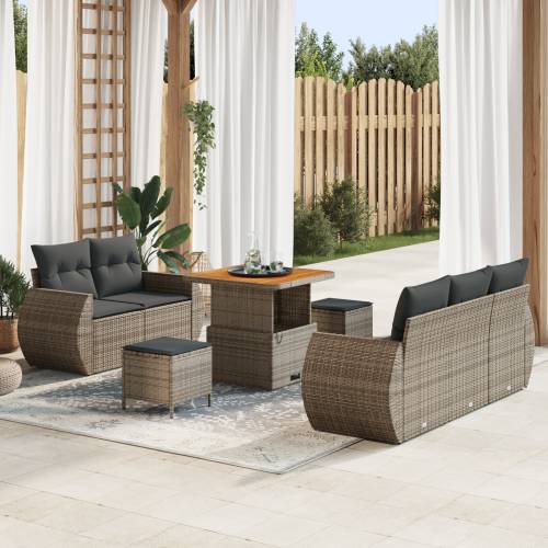 Set vrtnih sofa od 8 dijelova s jastučićima siva poli rattan akacija Cijena