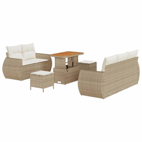 8 komada Vrtni Sofa Set S Jastucima Bež Poli Ratan Akacija Cijena