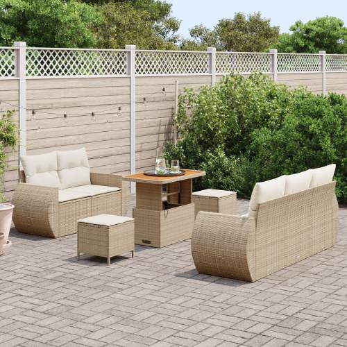 8 komada Vrtni Sofa Set S Jastucima Bež Poli Ratan Akacija Cijena