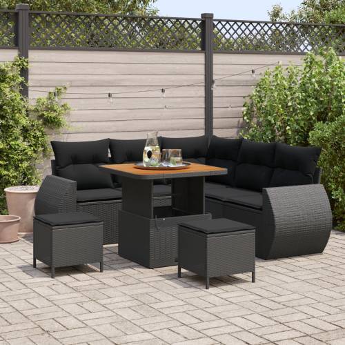 8-dijelna Vrtna Sofa Seta s Jastučićima Crna Poly Rattan Akacija Cijena