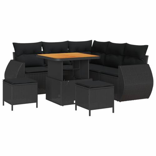 8-dijelna Vrtna Sofa Seta s Jastučićima Crna Poly Rattan Akacija Cijena