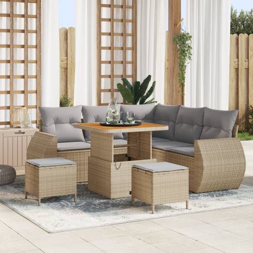 8 komadni vrtni sofa set s jastučićima Bež poli ratan akacija Cijena