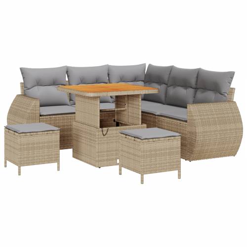 8 komadni vrtni sofa set s jastučićima Bež poli ratan akacija Cijena