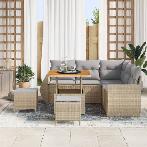 8 komadni vrtni sofa set s jastučićima Bež poli ratan akacija Cijena