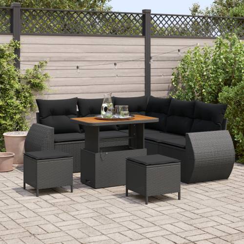 8-dijelni vrtni sofa set s jastučićima Crni Poli ratan Akacija Cijena