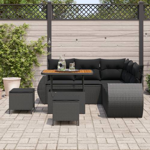 8-dijelni vrtni sofa set s jastučićima Crni Poli ratan Akacija Cijena