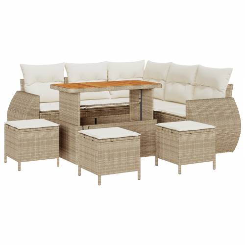 9-dijelni Vrtni Sofa Set sa Jastučićima Bež Poli Ratan Akacija Cijena