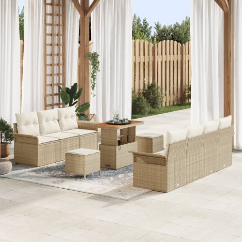 10 kom ada Vrtni sofa set s jastučićima bež poli ratan akacija Cijena