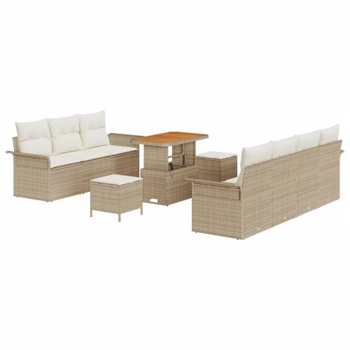 10 kom ada Vrtni sofa set s jastučićima bež poli ratan akacija Cijena