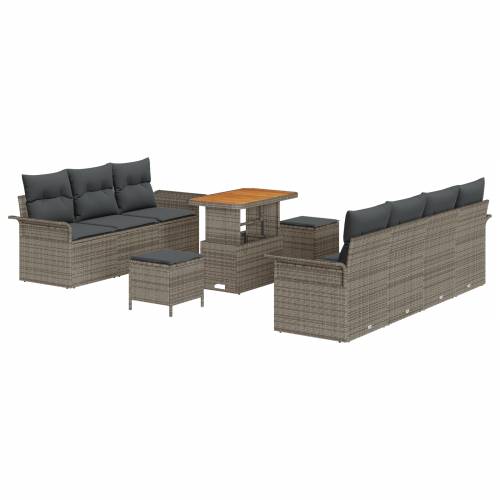 Set garniture za vrt sa 10 dijelova s jastučićima sivi poli ratan akacija Cijena