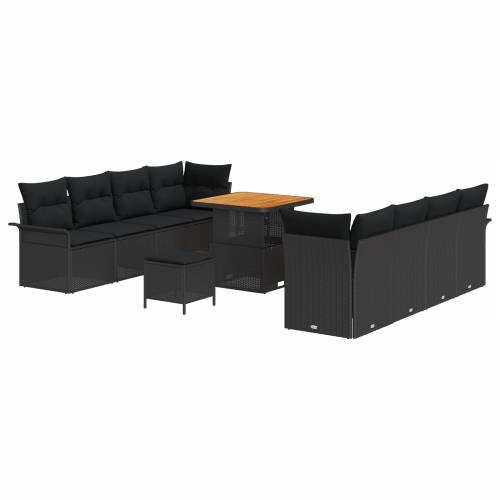 set vrtnih sofa od 11 dijelova s jastučićima Crni Poli Ratan Akacija Cijena