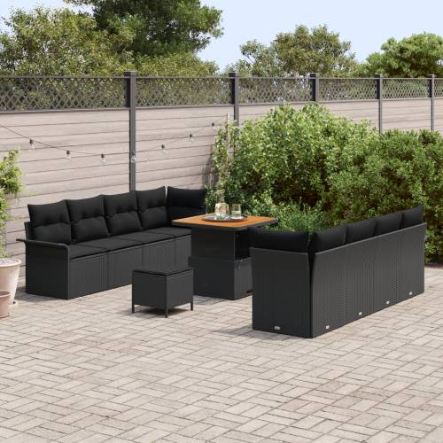 set vrtnih sofa od 11 dijelova s jastučićima Crni Poli Ratan Akacija Cijena