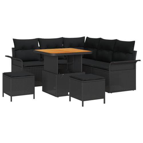 Vrtna garnitura - 8-dijelni set vrtnih sofa s jastucima Crni Poli ratan Akacija Cijena
