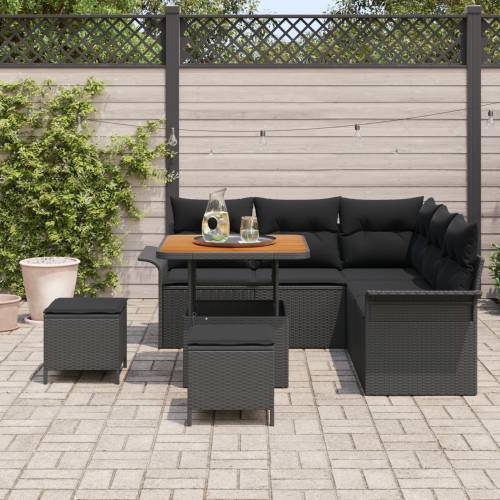 Vrtna garnitura - 8-dijelni set vrtnih sofa s jastucima Crni Poli ratan Akacija Cijena