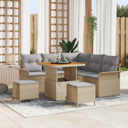 8-dijelni vrtni sofa set s jastučićima bež poli ratan akacija Cijena