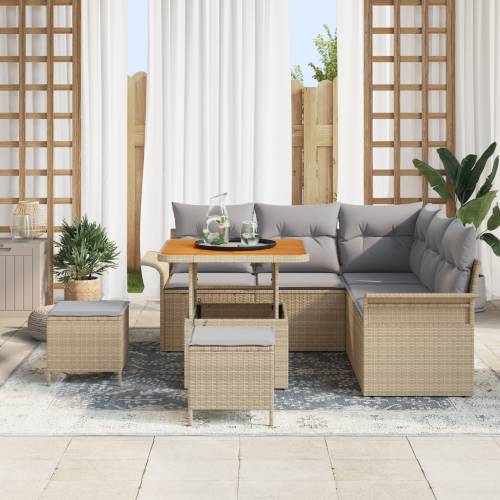 8-dijelni vrtni sofa set s jastučićima bež poli ratan akacija Cijena