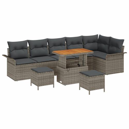 9-dijelni set sofa s jastučićima, siva poli ratan Cijena