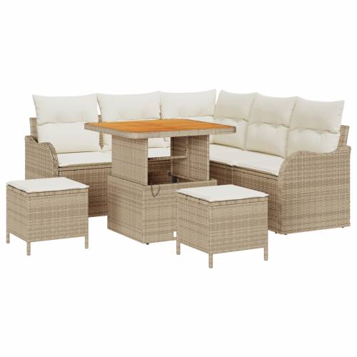8 komada Vrtni sofa set s jastucima Bež Poli ratan Akacija Cijena
