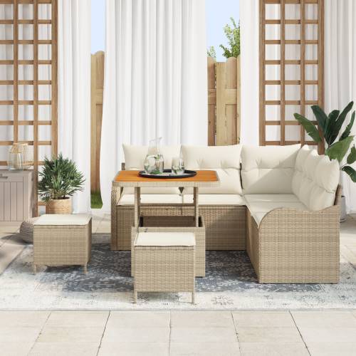 8 komada Vrtni sofa set s jastucima Bež Poli ratan Akacija Cijena