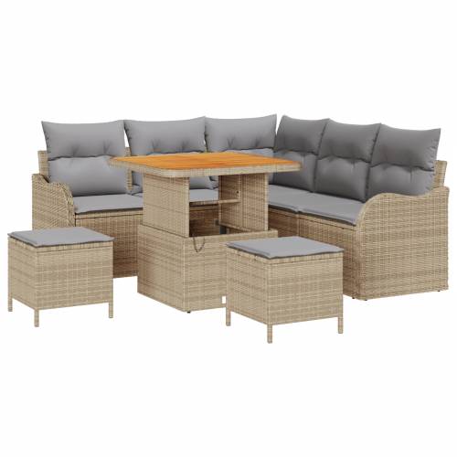 8-komadni vrtni sofa set s jastucima bež poli ratan akacija Cijena