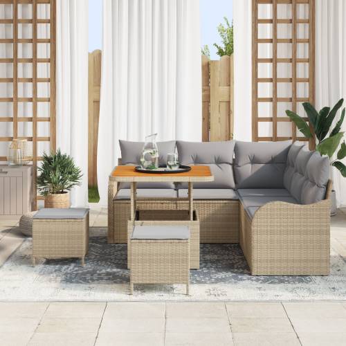 8-komadni vrtni sofa set s jastucima bež poli ratan akacija Cijena