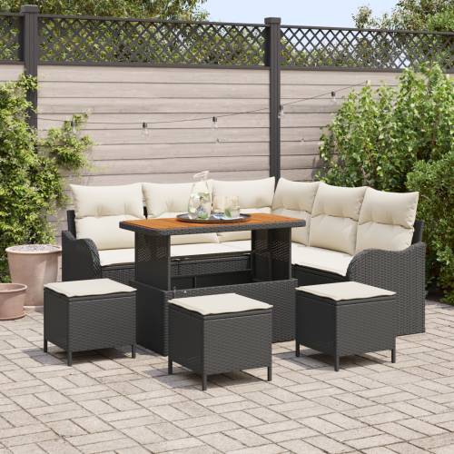 9 komadni vrtni sofa set s jastučićima crni poli ratan akacija Cijena