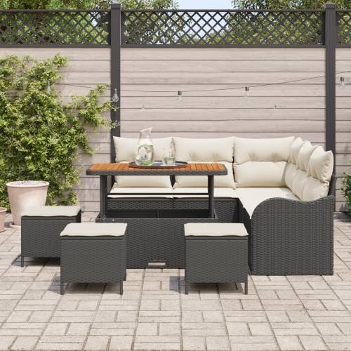 9 komadni vrtni sofa set s jastučićima crni poli ratan akacija Cijena