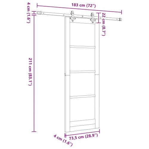 Klizna vrata s opremom Bijela 73,5x211 cm Čvrsta bor Cijena