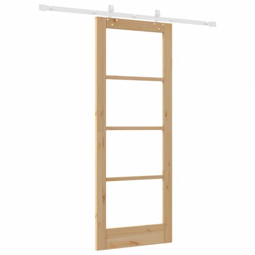 Klizna vrata s opremom 78x202 cm od masivnog drveta borovine Cijena