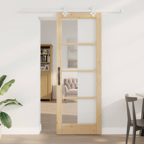klizna vrata s hardverskim setom 78x211 cm od čvrstog drva bora Cijena