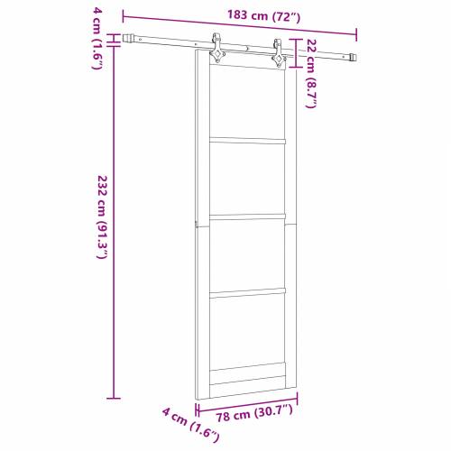Klizna vrata s priborom Bijela 78x232 cm Solidno drvo bor Cijena