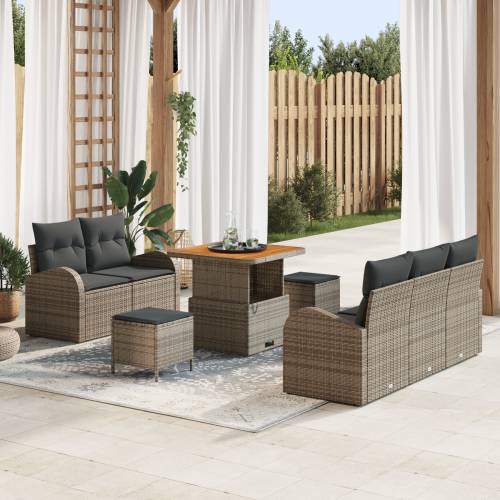 8-dijelni vrtni sofa set s jastučićima siva poli ratan akacija Cijena