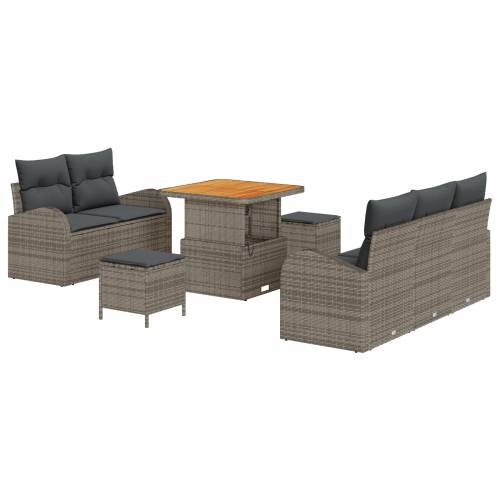 8-dijelni vrtni sofa set s jastučićima siva poli ratan akacija Cijena
