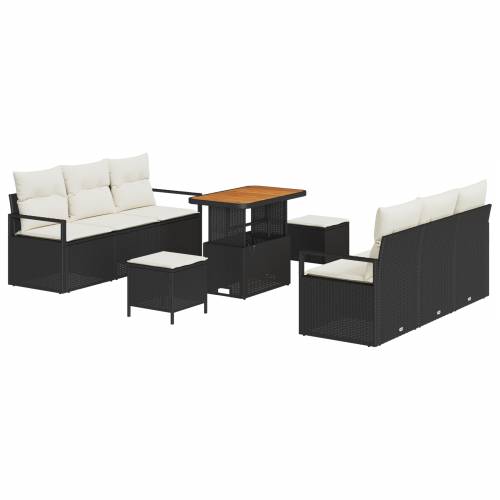 9-dijelni vrtni sofa set s jastučićima crni poli ratan akacija Cijena