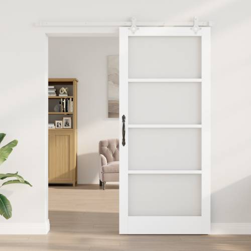 Klizna vrata s priborom bijela 93x211 cm od punog borovog drveta Cijena