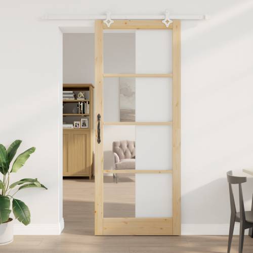 Klizna Vrata sa Setom Opreme 93x232 cm od Masivnog Drva Bora Cijena