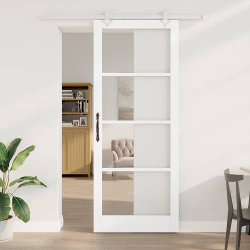 Klizna vrata s opremom set bijela 93x232 cm masivno drvo bor Cijena