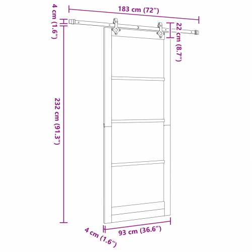 Klizna vrata s opremom set bijela 93x232 cm masivno drvo bor Cijena