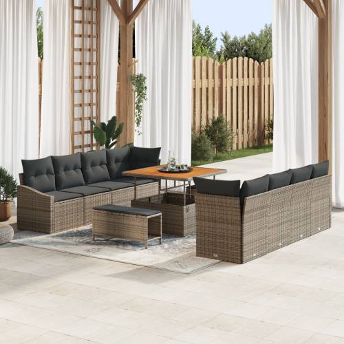 11 Komada Vrtni Set Sofas s Jastucima Sivi Poly Rattan Cijena